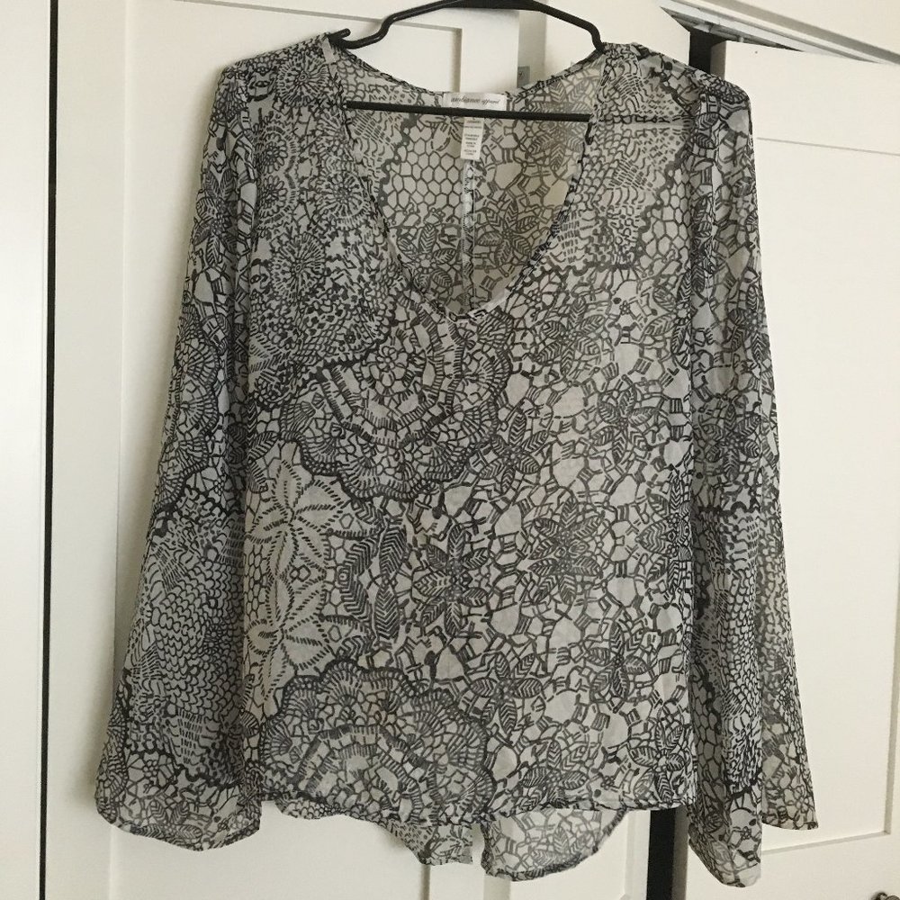 Split Back V-Neck Bell Sleeves